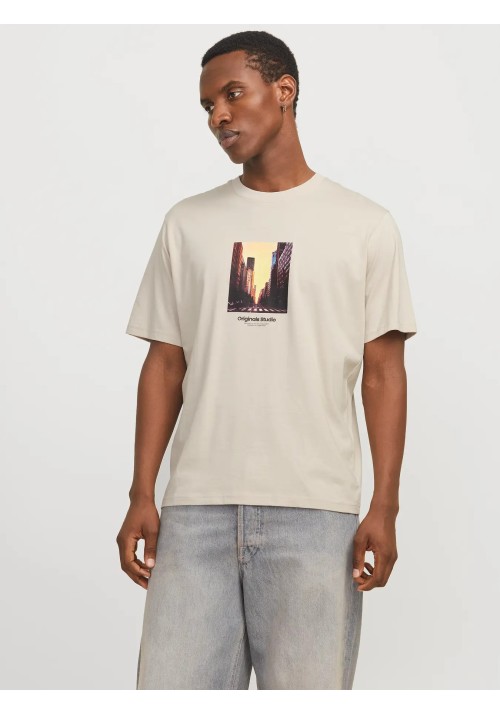 Ανδρικό T-Shirt Jack & Jones Jorveserbro Picture Tee SS Crew Neck SN 12250421Moonbeam