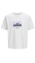 Ανδρικό T-Shirt Jack & Jones Jorveserbro Picture Tee SS Crew Neck SN 12250421Λευκό