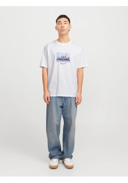 Ανδρικό T-Shirt Jack & Jones Jorveserbro Picture Tee SS Crew Neck SN 12250421Λευκό