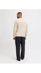 Ανδρικό Πλεκτό Jack & Jones JPRLAWilson Knit Crew Neck STYD 12286140 Cloud Dancer Melange