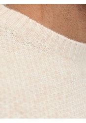 Ανδρικό Πλεκτό Jack & Jones JPRLAWilson Knit Crew Neck STYD 12286140 Cloud Dancer Melange