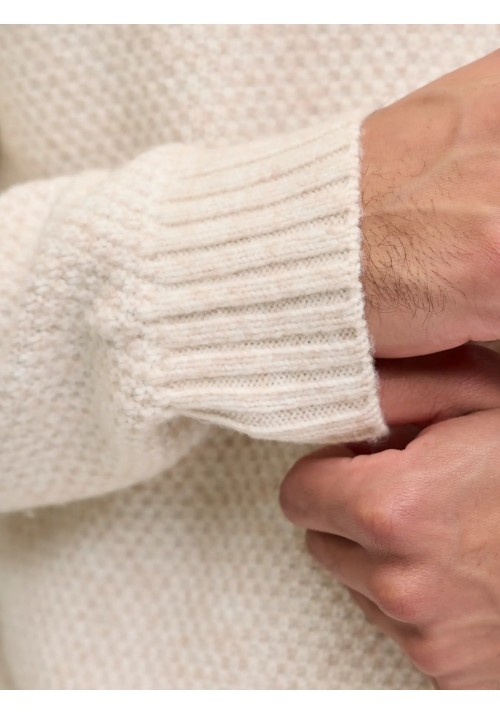 Ανδρικό Πλεκτό Jack & Jones JPRLAWilson Knit Crew Neck STYD 12286140 Cloud Dancer Melange