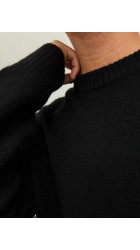 Ανδρικό Πλεκτό Jack & Jones Jrollie Knit Crew Neck SN 12215468 Μαύρο