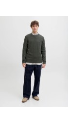 Ανδρικό Πουλόβερ Πλεκτό Μάλλινο Jack & Jones JPRCCLambswool Knit Crew Neck SN 12216799 Peat Twist