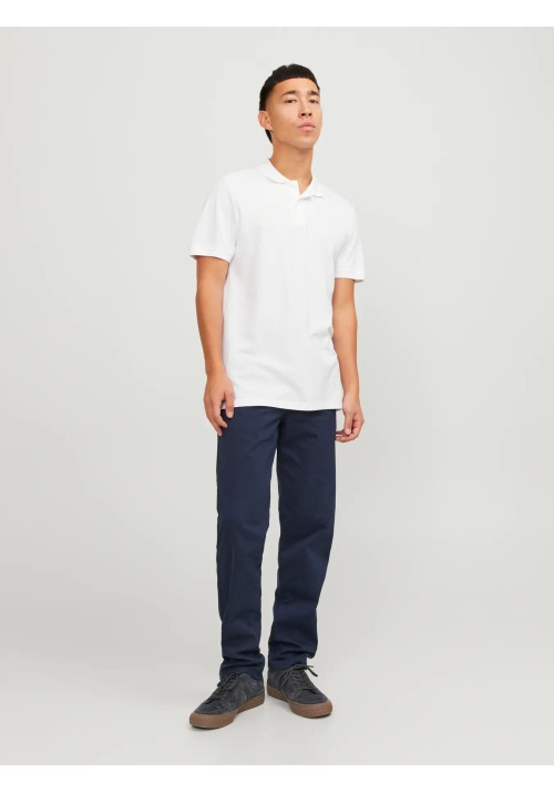 Ανδρική Μπλούζα Polo Jack & Jones JJEBasic Polo SS Noos 12136516 White