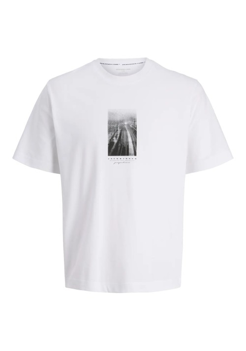 Ανδρικό T-Shirt Jack & Jones JCofusion Photo Print Tee SS Crew Neck 12289870 Bright White