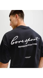 Ανδρικό T-Shirt Jack & Jones JCodust Script Back Tee SS Crew Neck 12292982 Black