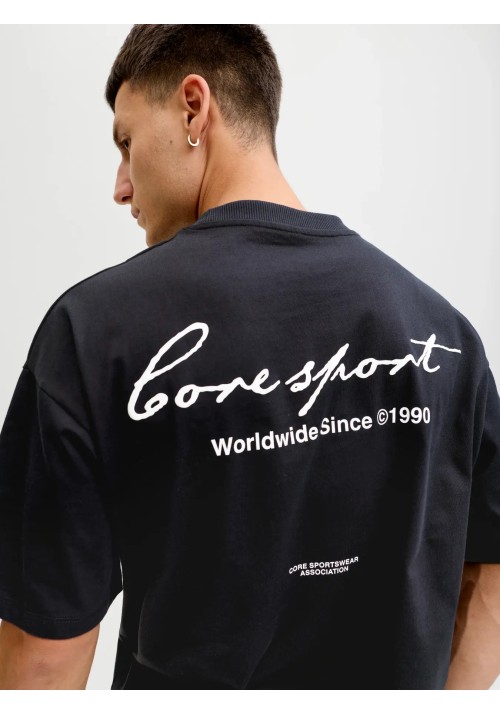 Ανδρικό T-Shirt Jack & Jones JCodust Script Back Tee SS Crew Neck 12292982 Black