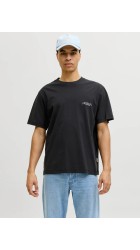 Ανδρικό T-Shirt Jack & Jones Jorcatskils Cut Out Tee Crew Neck 12290317 Black