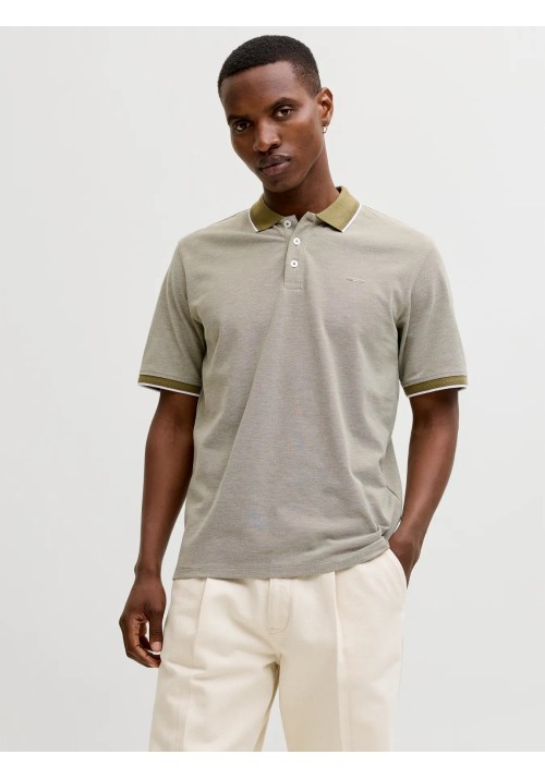 Ανδρική Μπλούζα Polo Jack & Jones JPRblualves SS Polo SN 12274681 Martini Olive Melange