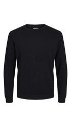 Ανδρικό Πλεκτό Βαμβακερό Jack & Jones JJEBasic Knit Crew Neck Noos  12137190 Μαύρο