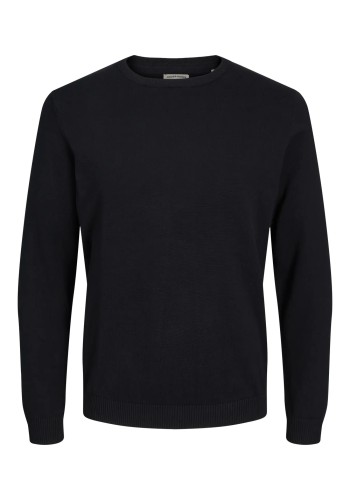 Ανδρικό Πλεκτό Βαμβακερό Jack & Jones JJEBasic Knit Crew Neck Noos  12137190 Μαύρο