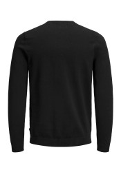 Ανδρικό Πλεκτό Βαμβακερό Jack & Jones JJEBasic Knit Crew Neck Noos  12137190 Μαύρο