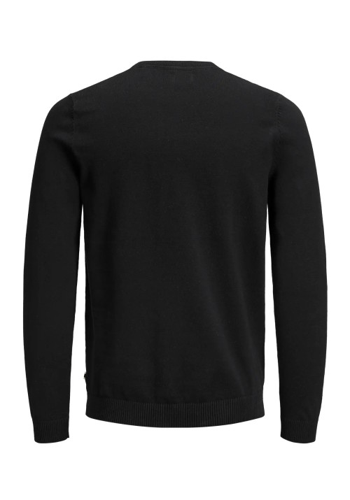 Ανδρικό Πλεκτό Βαμβακερό Jack & Jones JJEBasic Knit Crew Neck Noos  12137190 Μαύρο
