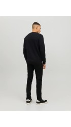 Ανδρικό Πλεκτό Βαμβακερό Jack & Jones JJEBasic Knit Crew Neck Noos  12137190 Μαύρο