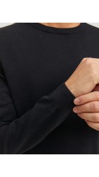 Ανδρικό Πλεκτό Βαμβακερό Jack & Jones JJEBasic Knit Crew Neck Noos  12137190 Μαύρο