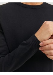 Ανδρικό Πλεκτό Βαμβακερό Jack & Jones JJEBasic Knit Crew Neck Noos  12137190 Μαύρο