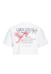 Ανδρικό T-Shirt Jack & Jones Jorcatskills Cut Out Tee Crew Neck 12290317 Bright White