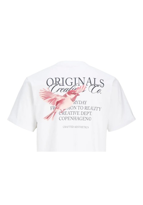 Ανδρικό T-Shirt Jack & Jones Jorcatskills Cut Out Tee Crew Neck 12290317 Bright White