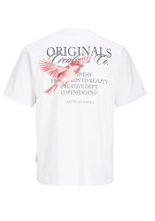 Ανδρικό T-Shirt Jack & Jones Jorcatskills Cut Out Tee Crew Neck 12290317 Bright White