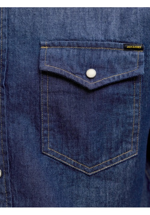 Ανδρικό Πουκάμισο Τζιν Jack & Jones JJESheridan Shirt L/S Noos 12138115 Dark Denim