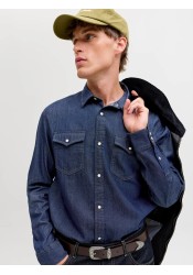Ανδρικό Πουκάμισο Τζιν Jack & Jones JJESheridan Shirt L/S Noos 12138115 Dark Denim