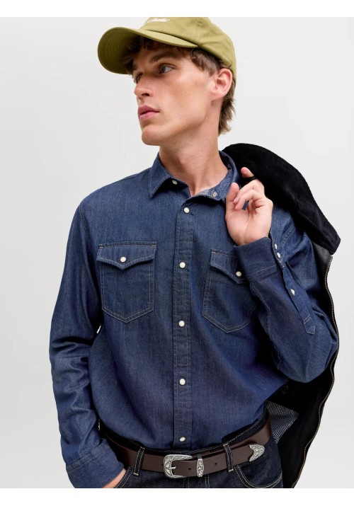 Ανδρικό Πουκάμισο Τζιν Jack & Jones JJESheridan Shirt L/S Noos 12138115 Dark Denim