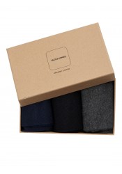 Ανδρικές Κάλτσες 3 Pack  Jack & Jones JACarbo Organic Sock Giftbox 12198331 Navy Blazer Black - Dark grey melange