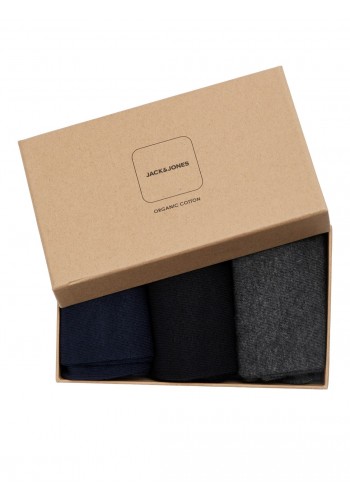 Ανδρικές Κάλτσες 3 Pack  Jack & Jones JACarbo Organic Sock Giftbox 12198331 Navy Blazer Black - Dark grey melange