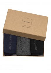 Ανδρικές Κάλτσες 3 Pack  Jack & Jones JACarbo Organic Sock Giftbox 12198331 Navy Blazer Black - Dark grey melange