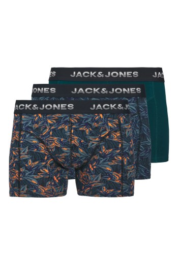 Ανδρικά Μποξεράκια 3Pack Jack & Jones JacMaxwell Trunks 3 Pack SN 12283353 Dark Navy Dark navy - Deep teal