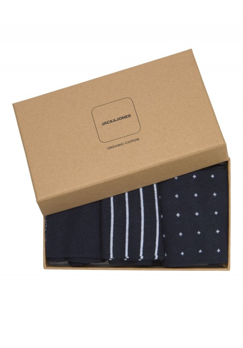 Ανδρικές Κάλτσες 3 Pack  Jack & Jones JACarbo Organic Sock Giftbox 12198331 Navy Blazer