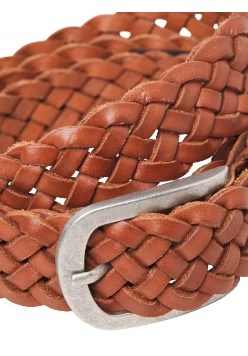 Ανδρική Δερμάτινη Πλεκτή Ζώνη Jack & Jones Jaclau Braided Leather Belt Styd 12270596 Ταμπά