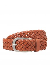 Ανδρική Δερμάτινη Πλεκτή Ζώνη Jack & Jones Jaclau Braided Leather Belt Styd 12270596 Ταμπά 