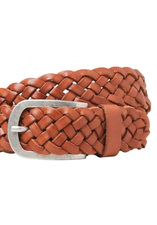 Ανδρική Δερμάτινη Πλεκτή Ζώνη Jack & Jones Jaclau Braided Leather Belt Styd 12270596 Ταμπά