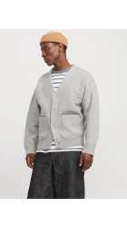 Ανδρική Ζακέτα Πλεκτή με κουμπιά Jack & Jones 12277984 Jorwinter cropped knit Stydaw Light Grey Melange