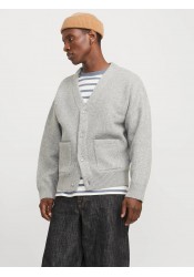 Ανδρική Ζακέτα Πλεκτή με κουμπιά Jack & Jones 12277984 Jorwinter cropped knit Stydaw Light Grey Melange