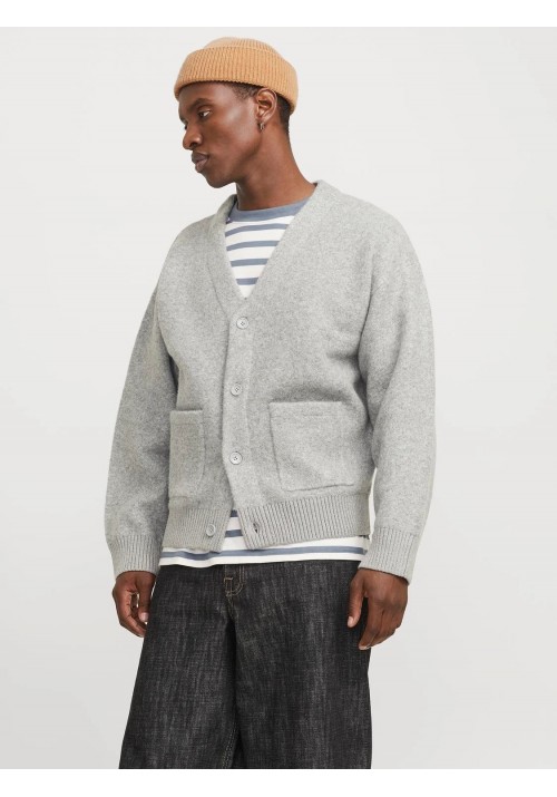 Ανδρική Ζακέτα Πλεκτή με κουμπιά Jack & Jones 12277984 Jorwinter cropped knit Stydaw Light Grey Melange