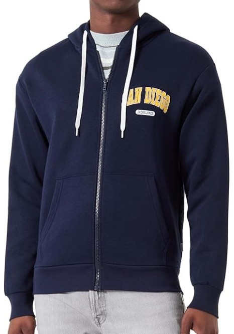 Ανδρική Φούτερ Ζακέτα Jack & Jones JJebradley Varsity Sweat Zip Hood 12270064-2 Μπλέ
