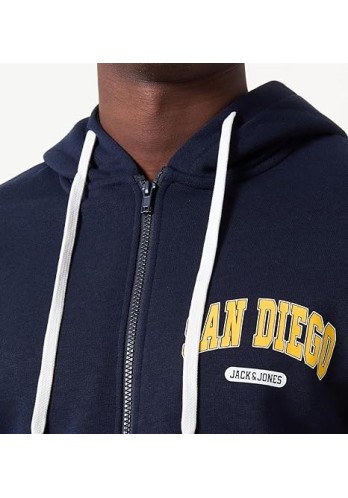 Ανδρική Φούτερ Ζακέτα Jack & Jones JJebradley Varsity Sweat Zip Hood 12270064-2 Μπλέ
