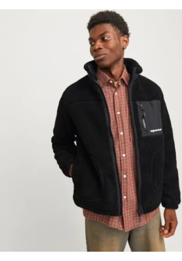 Ανδρικό Μπουφάν Fleece Jack & Jones Jorvesterbro Teddy Jacket AW24 Noos 12260450 Μαύρο