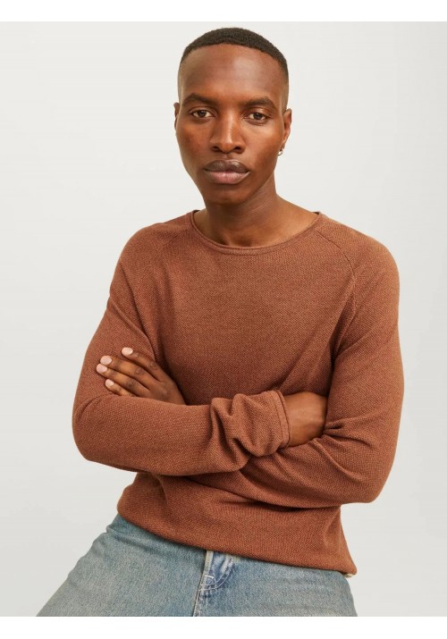 Ανδρικό Πλεκτό Jack & Jones JJEhill Knit Crew Neck Noos JJEHILL 12157321 Mocha Bisque Twist