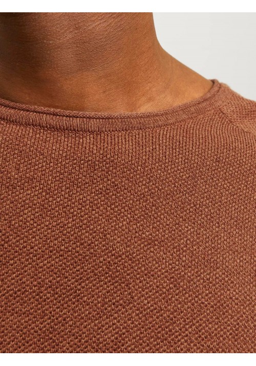 Ανδρικό Πλεκτό Jack & Jones JJEhill Knit Crew Neck Noos JJEHILL 12157321 Mocha Bisque Twist