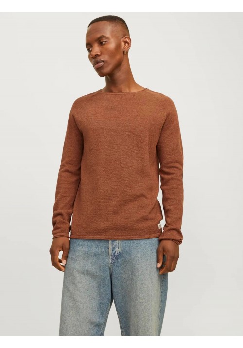 Ανδρικό Πλεκτό Jack & Jones JJEhill Knit Crew Neck Noos JJEHILL 12157321 Mocha Bisque Twist