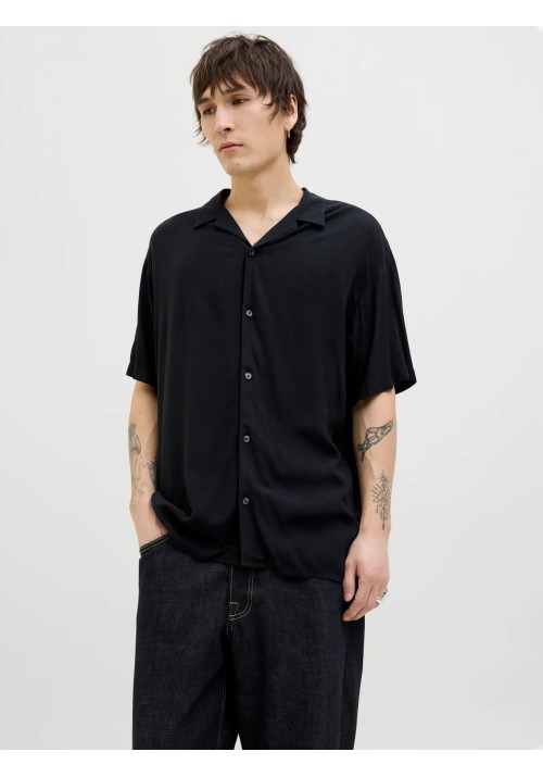 Ανδρικό Πουκάμισο Jack & Jones JJEJeff Solid Resort Shirt S/S SN 12268443 Black