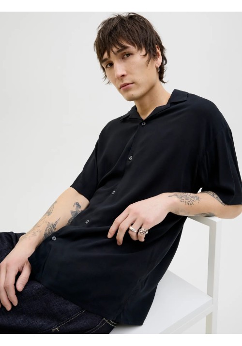 Ανδρικό Πουκάμισο Jack & Jones JJEJeff Solid Resort Shirt S/S SN 12268443 Black