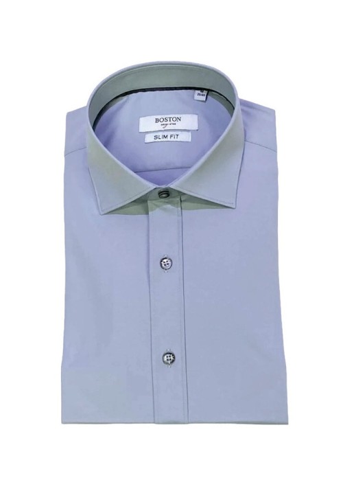 Ανδρικό Πουκάμισο Ελαστικό Slim Fit Boston 9001-444 Γκρι