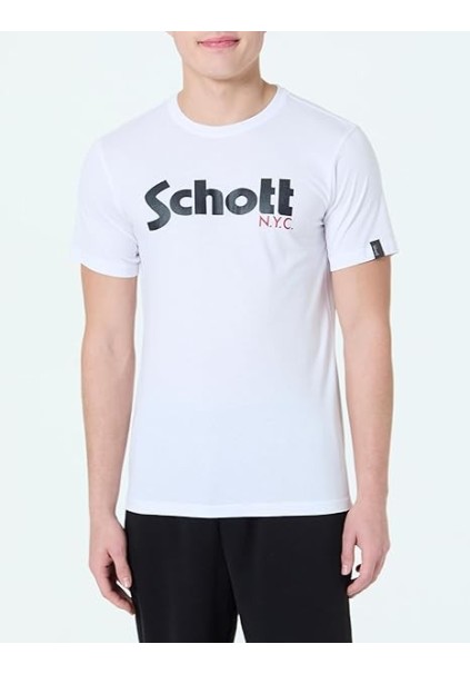 Ανδρικά T-Shirt Schott N.Y.K. TSPKLogo TSS2606 White-Black