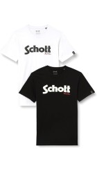 Ανδρικά T-Shirt Schott N.Y.K. TSPKLogo TSS2606 White-Black