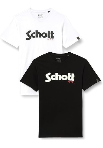 Ανδρικά T-Shirt Schott N.Y.K. TSPKLogo TSS2606 White-Black
